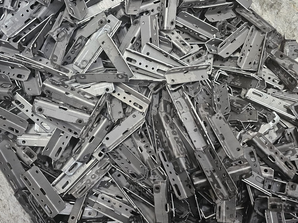 Stamped corner brackets waiting for inspection